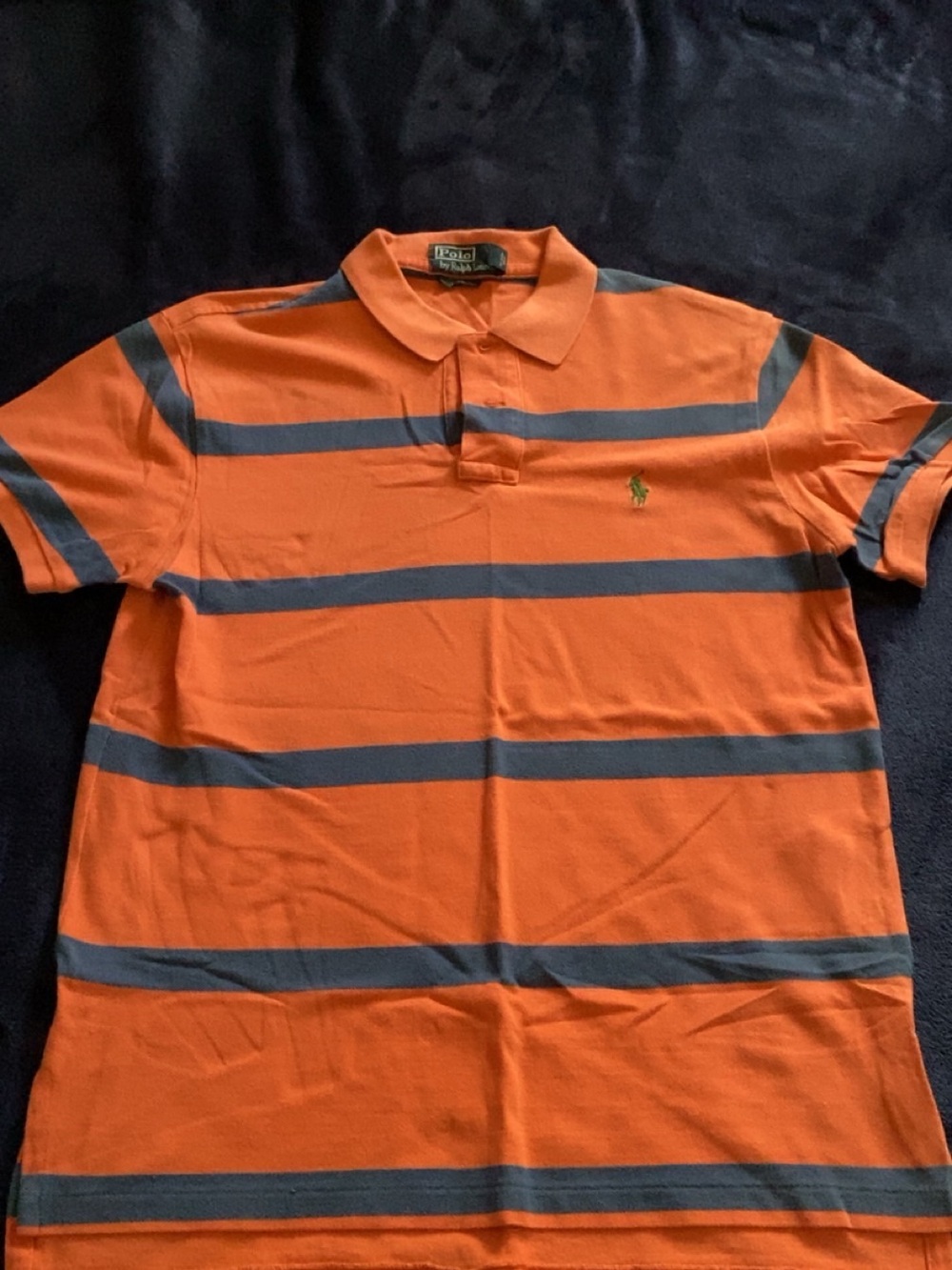 Ralph Lauren Orange Polo with Gray Stripes